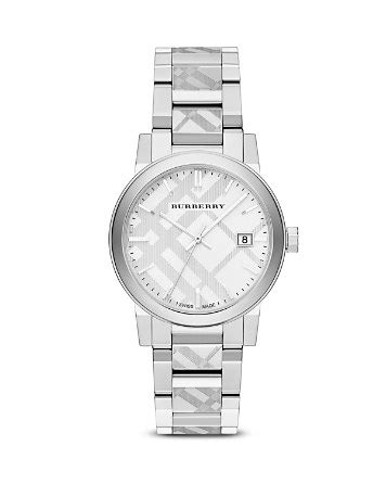 burberry check etched bracelet watch 38mm|Burberry Stainless Steel Bracelet Watch with Check Etching, .